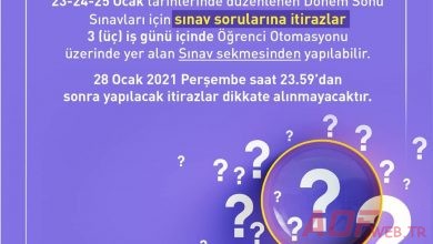 2020 Güz Dönemi Sınav Sorularına İtiraz İşlemleri