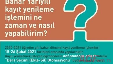 2021 Bahar Dönemi Kayıt Yenileme İşlemleri Başladı